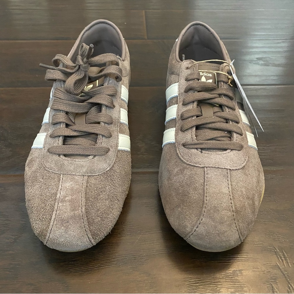 adidas Women's Suede Sneakers in Brown with White Stripes